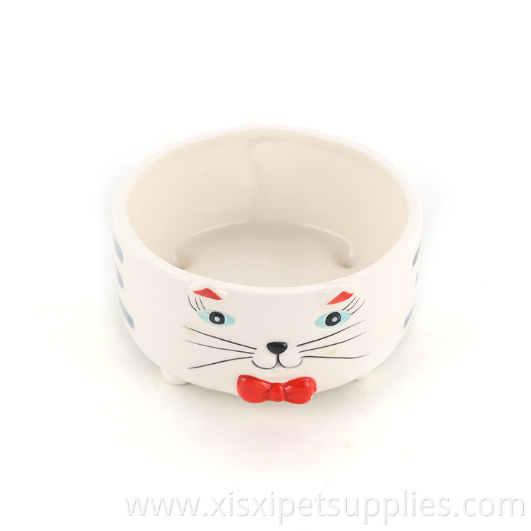 Luxury Cute Pet Feeding Bowl Cat Pictured Ceramic Pet Dog Bowl